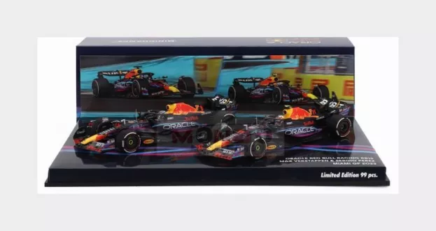 Minichamps Red Bull Set 2x F1 Rb19 Team Oracle Red Bull Racing N 1 World Champion Winner Miami Gp 2023 Max Verstappen + N 11 2nd Miami Gp 2023 Sergio Perez 1:43 447233111