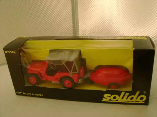 Solido Jeep Willys Pompier Fire Engine With Trailer Pump 1944 Vigile Del Fuoco 1:43 3304