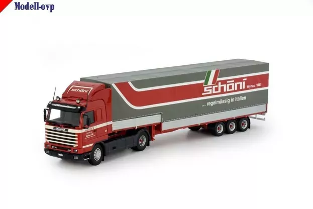 Tekno Scania Schoni Scania 113 Streamline 3-assige Klassieke Zwanenhals Huifoplegger 1:50 73905