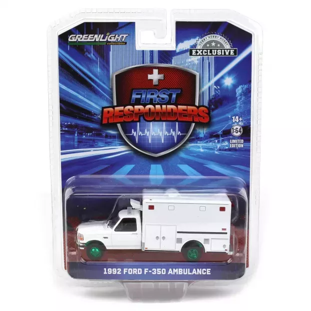 Greenlight Ford F-350 Van Ambulance 1992 Green Wheels 1:64 67061-GRE