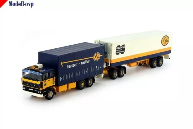 Tekno Daf Asg Daf 2800 Motorwagen Huifbak Klassieke 2-assige Koelaanhanger 1:50 74199