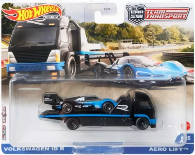 Hot Wheels Volkswagen Id.r With Aero Lift Truck Car Transporter 2019 1:64 GRK69