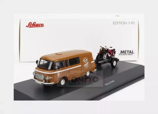 Schuco Barkas B1000 Van Werkstatt Service 1965 With Trailer + 2x Motorcycle 1:43 450364200