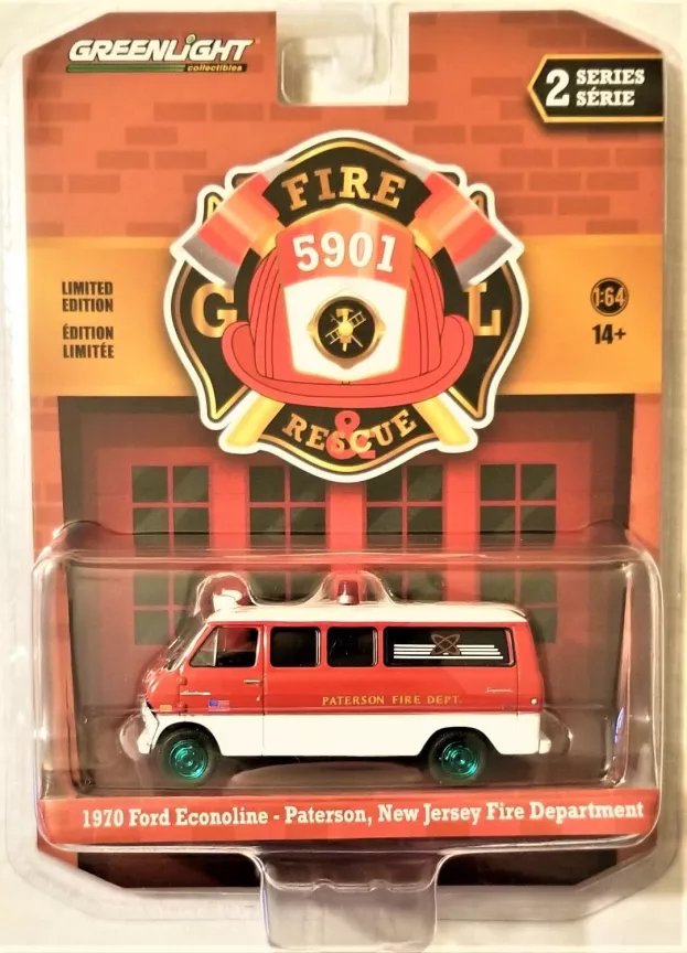 Greenlight Ford Ecoline Van New Jersey Fire Engine Paterson 1970 1:64 67020A