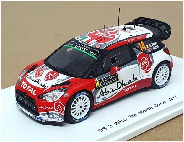 Spark Citroen Ds3 Wrc Team Citroen Total Abu Dhabi N 14 5th Rally Montecarlo 2017 C.breen S.martin 1:43 S5156
