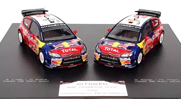 IXO Models Citroen Set 2x C4 Wrc Red Bull Champion 2008 Rally Wales Gb N 1 S.loeb D.elena N 2 D.sordo M.marti 1:43 RAM350