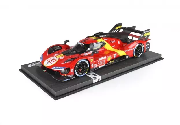 BBR Ferrari 499p 3.0l Turbo V6 Team Ferrari Af Corse N 51 Winner 24h Le Mans 2023 Alessandro Pier Guidi James Calado Antonio Giovinazzi Con Vetrina With Showcase 1:18 P18239-VET