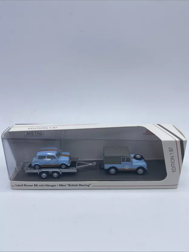 Schuco Land Rover 88 I Series Pick-up Closed With Trailer + Mini Cooper Racing 1969 1:87 452659500