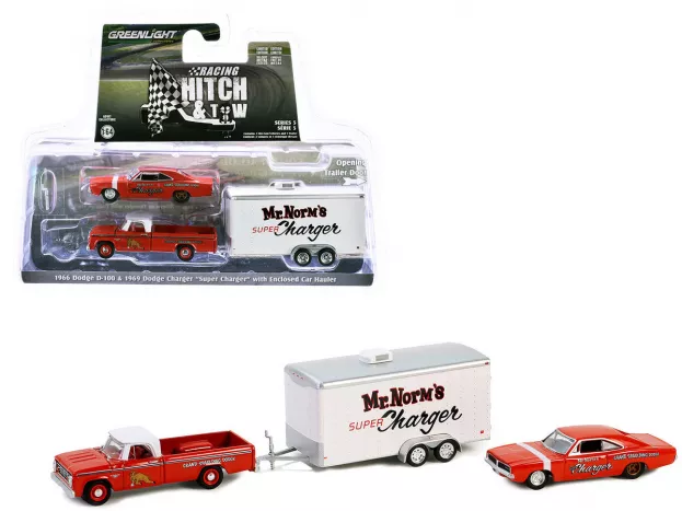Greenlight Dodge D-100 Pick-up 1980 With Trailer + Super Charger 1986 1:64 31170A