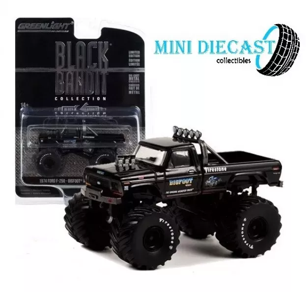 Greenlight Ford F-250 Pick-up Bigfoot Monster 1974 Black Bandit 1:64 28110E