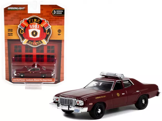 Greenlight Ford Torino Illinois Fire Engine Department 1976 1:64 67030A