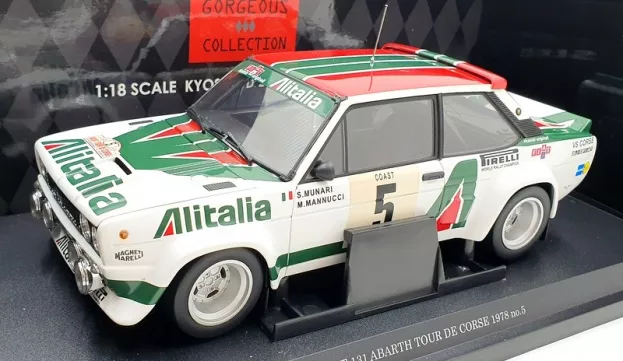 Kyosho Fiat 131 Abarth N 5 Alitalia Rally Tour De Corse 1978 S.munari M.mannucci 1:18 08371C