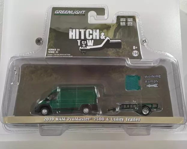 Greenlight Dodge Ram Promaster 2500 Van With Trailer 2019 1:64 32210C