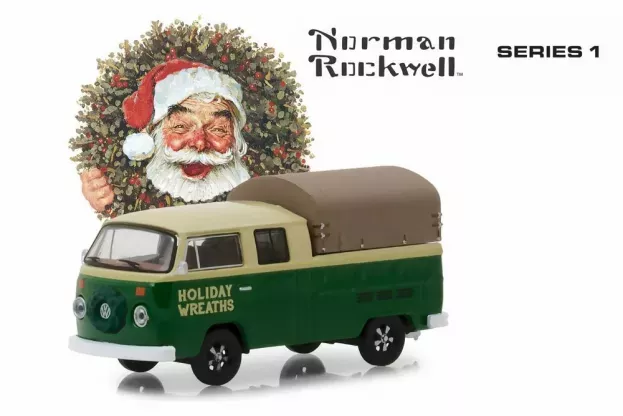 Greenlight Volkswagen T2 Double Cab Pick-up Closed Holiday Wreaths 1978 1:64 37150F