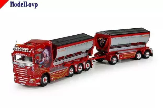Tekno Scania Gahne Akeri T. Scania R6 Highline Motorwagen Haakarm Asfaltbak Aanhangwagen 1:50 67636