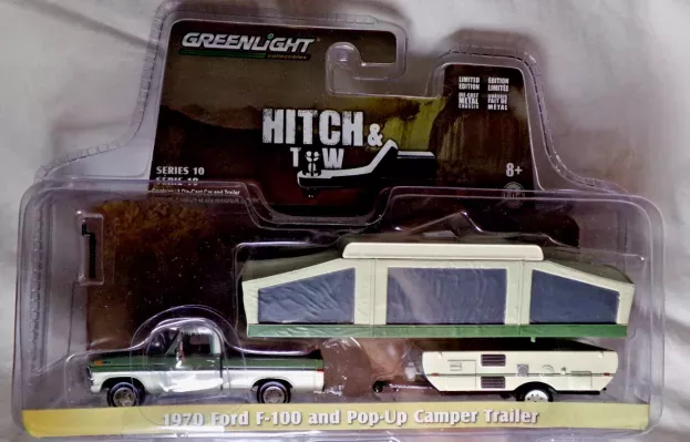 Greenlight Ford F-100 Pick-up 1970 With Pop-up Camper Trailer 1:64 32100-B