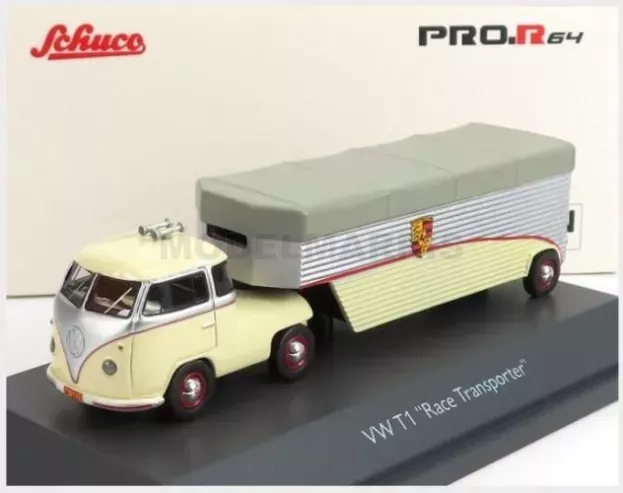Schuco Volkswagen T1b Continental Motors Porsche Car Transporter 1962 1:64 452001400