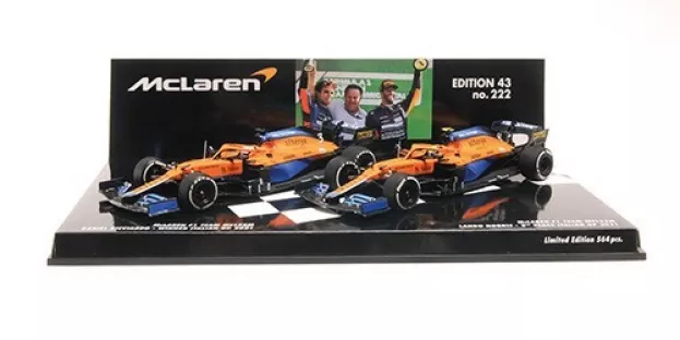 Minichamps Mclaren F1 Set 2x Coffret Mcl35l Team Mclaren N 3 Winner Italy Gp 2021 Daniel Ricciardo + N 4 2nd Italy Gp 2021 Lando Norris 1:43 532210304