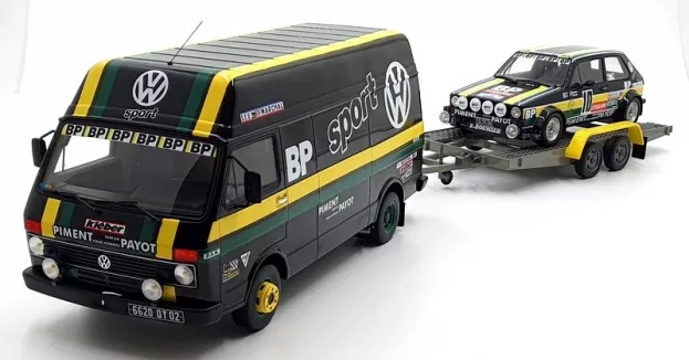 Ottomobile Volkswagen Rally Set Volkswagen Lt35 Van + Trailer + Golf Gti Mki Gr.2 Team Bp Racing Volkswagen Sport N 10 Rally Tour De France Automobile 1981 J.panciatici P.thinnes 1:18 OT353