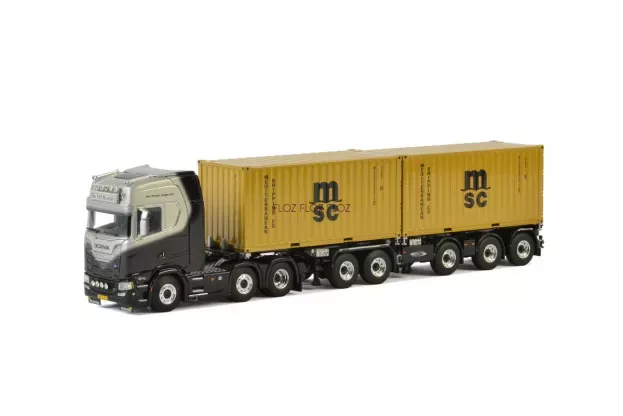 WSI Models Scania Michel Kramer | Scania S Highline Cs20h | 2connect Combi Trailer 23 Axle | 2x 20 Ft Container 1:50 01-2324