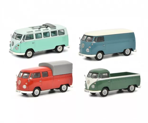 Schuco Volkswagen Set 4x T1b Samba T1b Van T1b Pick-up Open T1b Pick-up Close Double Cabine 1962 1:43 03689