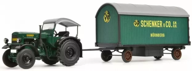 Schuco Deutz F3 Tractor With Trailer Schenker & Co. Nurberg 1954 1:32 7819