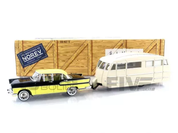 Norev Simca Chambord 1958 With Henon Caravan Roulotte 1958 1:43 CL5711
