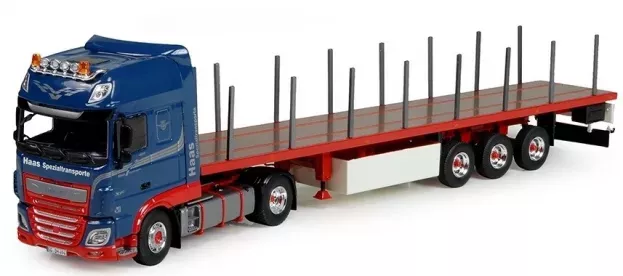 Tekno Daf Haas Spezialtransporte Daf Xf105 Euro 6 Super Space Cab Flat Trailer 1:50 75120