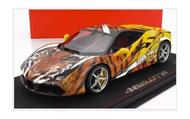 BBR Ferrari 458 Gtb Ipe Tiger 2021 Con Vetrina With Showcase 1:18 P18221-VET