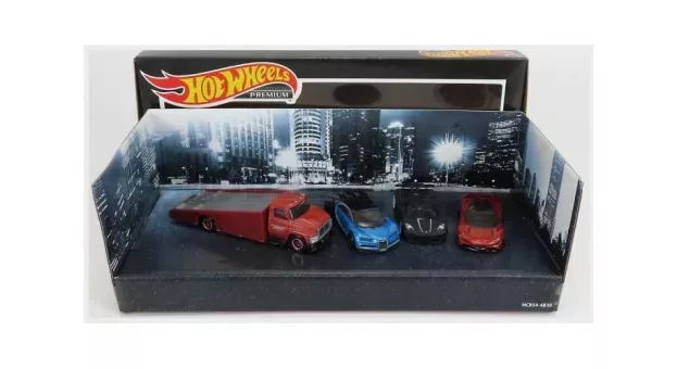 Hot Wheels Bugatti Set 4x Truck Car Transporter Chiron Koenigsegg Agera R Mclaren Speedtail 1:64 GMH39-956K