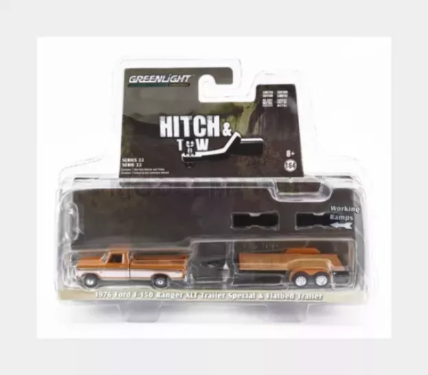 Greenlight Ford F-150 Pick-up Ranger Xlt With Trailer Car Transporter 1976 1:64 32220B