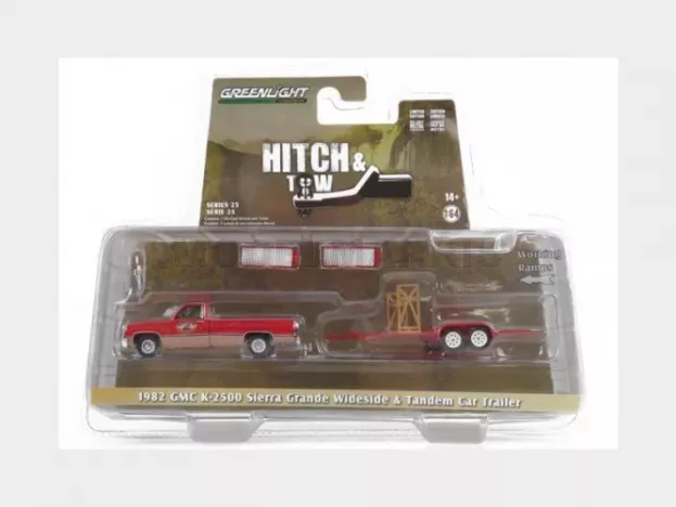 Greenlight Gmc K-2500 Pick-up With Trailer Car Transporter 1982 1:64 32250B
