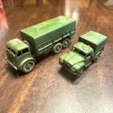 Vintage Dinky Toys Green Army 1 Ton & 10 Ton Die Cast Metal Trucks 622