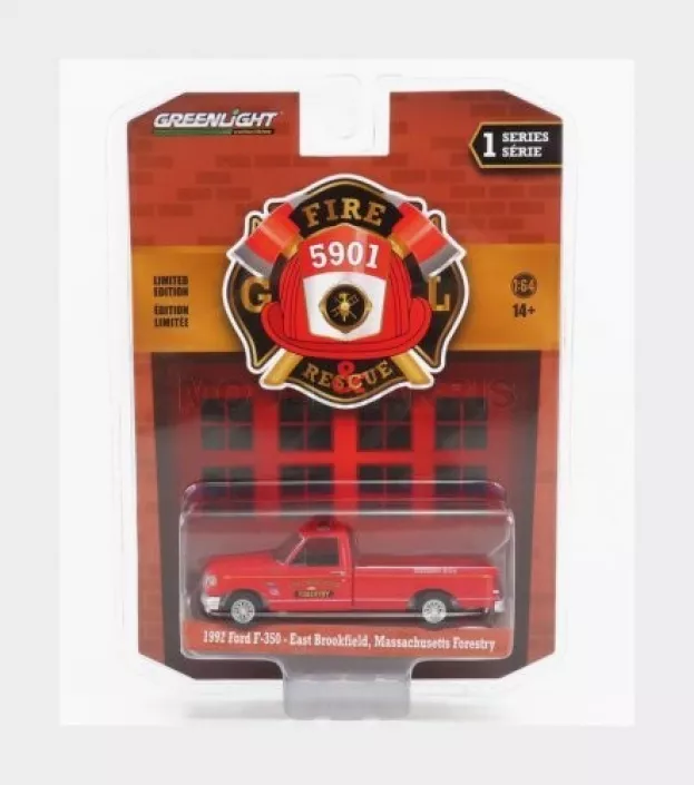 Greenlight Ford F-350 Pick-up East Brookfield Massachusetts Forestry Fire Engine 1992 1:64 67010B