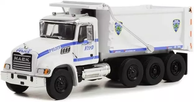 Greenlight Mack Granite Dump Truck Ceassone Ribaltabile 3-assi Nypd Police 2019 1:64 45160B