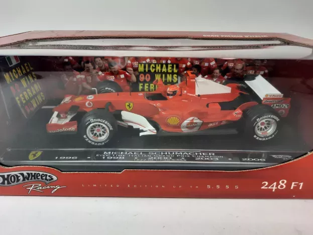 Hot Wheels Ferrari F1 F248 N 5 Michael Schumacher Grazie Schumi 5 Vittorie Gp Monza 1996 1998 2000 2003 2006 1:18 M6713