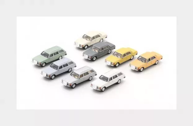 Schuco Mercedes Set 8x E-class w123 1975 E-class Station Wagon T-model w123 1982 1:87 452675500