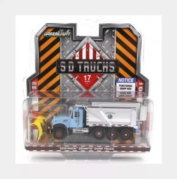 Greenlight Mack Granite Dump Truck Cassone Ribaltabile 4-assi 2019 Spazzaneve Snowplow 1:64 45170B