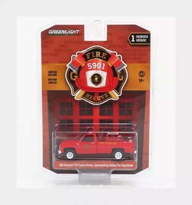 Greenlight Chevrolet C-20 Custom Deluxe Pick-up Indiana Fire Engine Department 1986 1:64 67010A