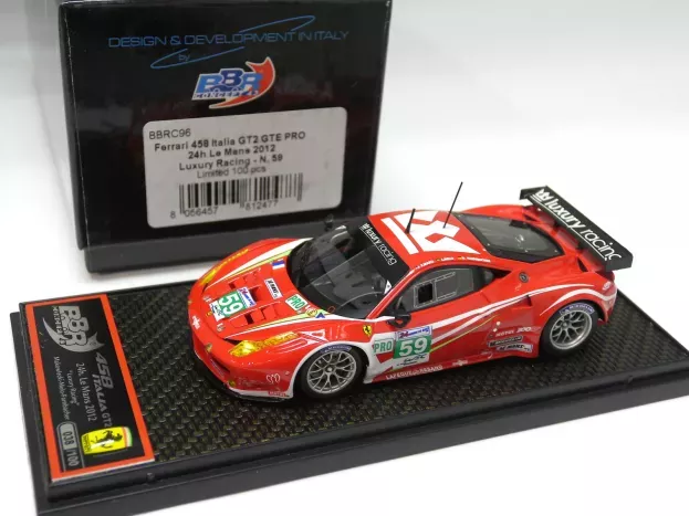 BBR Ferrari 458 Italia Gt2 Gte Pro Luxury Racing N 59 18th 24h Le Mans 2012 F.makowlecki J.melo D.farnbacher 1:43 BBRC96