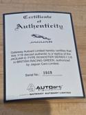 AutoArt CERTIFICATE ONLY for 73604 JAGUAR E-Type Roadster Series 1 3.8