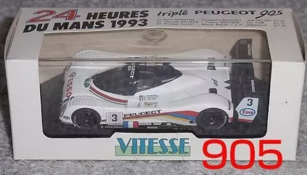 Vitesse Peugeot 905 Evo1b 3.5l V10 Team Peugeot Talbot Sport N 3 Winner Le Mans 1993 G.brabham C.bouchut E.helary 1:43 039A
