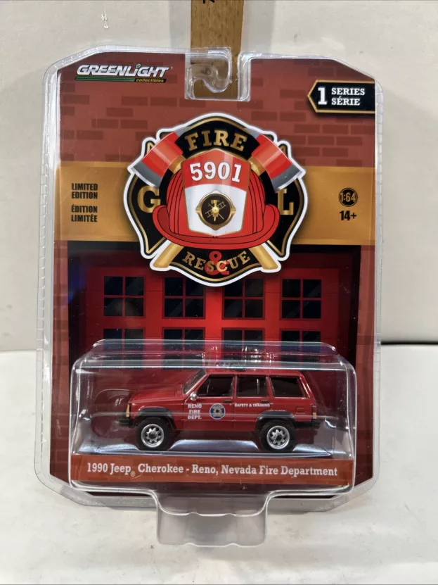 Greenlight Jeep Cherokee Reno Nevada Fire Engine Department 1990 1:64 67010D