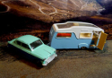 Dinky Toys Four Berth Caravan # 117 with  Sunbeam Rapier# 166 . Diecast 1/43.