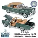 ⭐ 1:18 1969 MERCEDES-BENZ 280 SE CABRIOLET METALLIC GREEN NOREV DIECAST 183434 ⭐