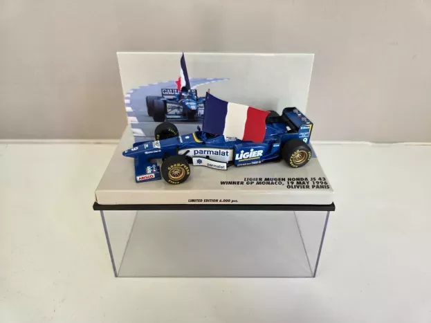 Minichamps Ligier F1 Js43 Mugen Honda N 9 Winner Monaco Gp 19 May 1996 O.panis With French Flag 1:43 430960099
