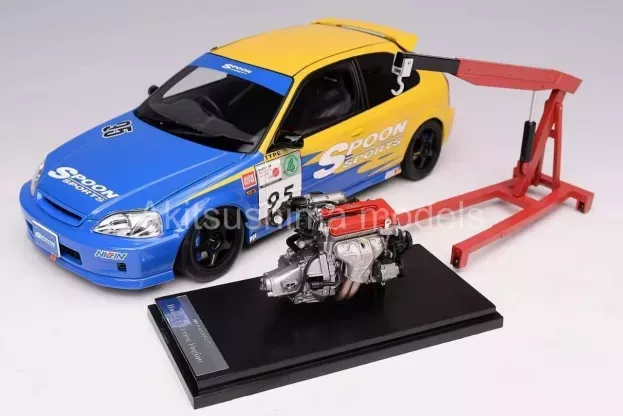 Motorhelix Honda Civic Ek9 Type R Spoon N 95 Racing With Engine And Accessories 1999 1:18 M85014