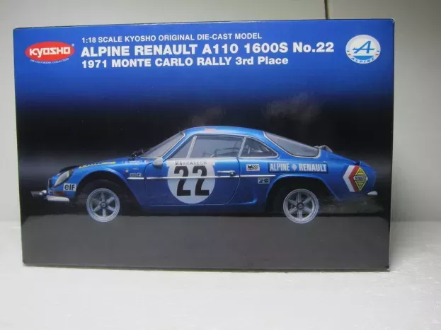 Kyosho Renault Alpine A110 1600s N 22 4th Rally Montecarlo 1971 Jean Claude Andruet Michel Vial 1:18 08483A