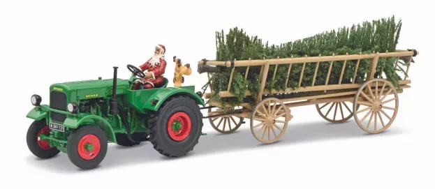 Schuco Deutz F3 Tractor With Trailer 1954 Christmas Edition 2020 Con Babbo Natale With Figure Santa Claus 1:32 450782300