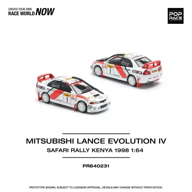 Pop Race Mitsubishi Lancer Evo Iv N 1 Rally Safari Kenya 1998 Tommy Makinen Risto Mannisenmaki 1:64 PR640231